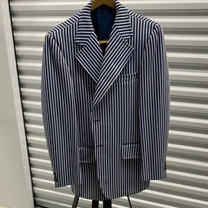 Classic Vintage Navy Striped Men's Blazer